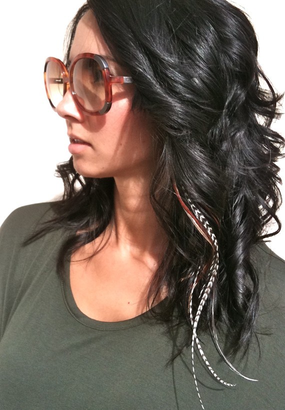 feather hair extensions pictures. Black Hair Extensions by